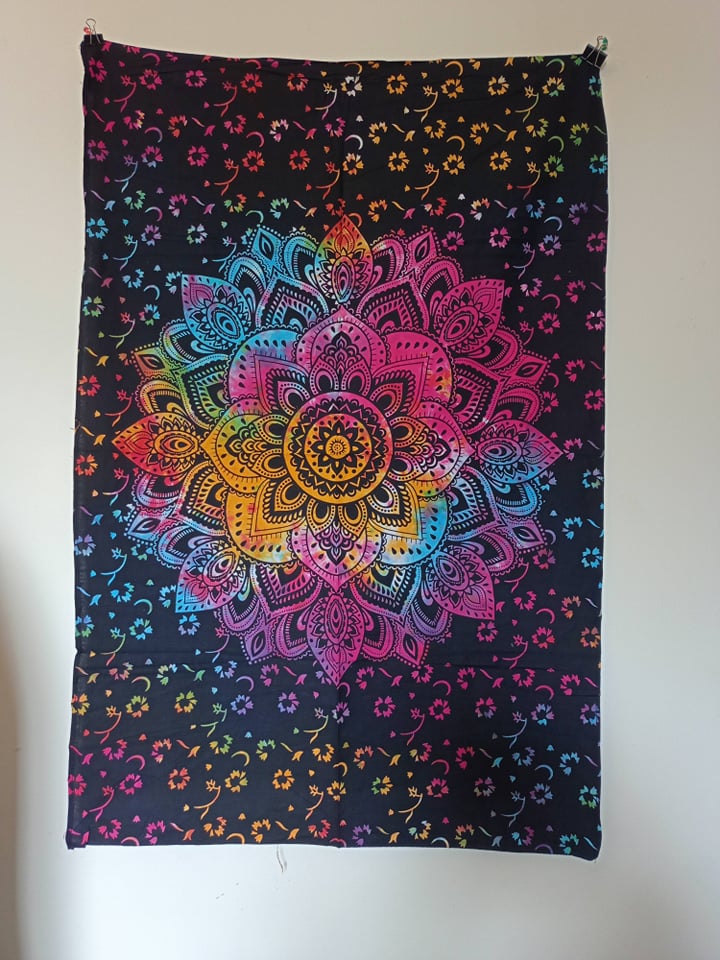 Tie Dye flower Mandala Tapestry
