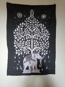 Black and White Elephant Tapestry