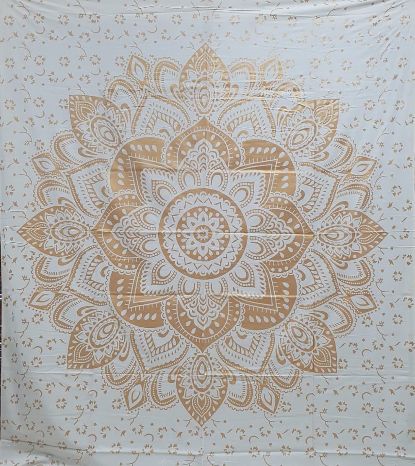 Golden Mandala Tapestry Double