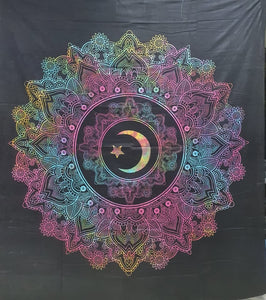 Star and Moon Mandala Tapestry Double