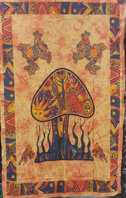 Orange Mushroom Tapestry Single