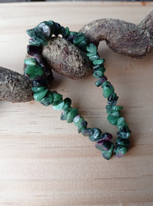 Ruby Zoizite Crystal Chip Bracelet