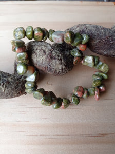Unakite Crystal Chip Bracelet