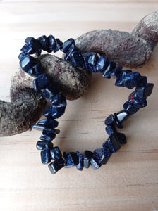 Blue Goldstone Crystal Chip Bracelet
