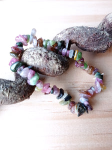 Mixed Tourmaline Crystal Chip Bracelet