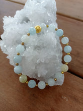 Blue Aquamarine Bracelet, with gorgeous gold beads