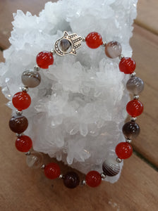 Botswana Agate and Carnelian Beaded Bracelet