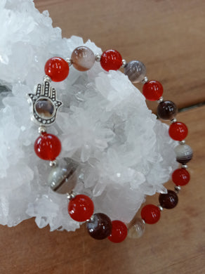 Botswana Agate and Carnelian Beaded Bracelet