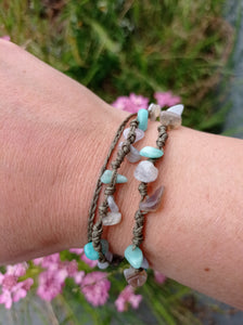 botswana agate, blue lace agate and amazonite