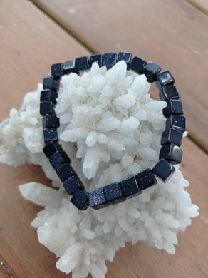 Blue Goldstone Cube Bracelet